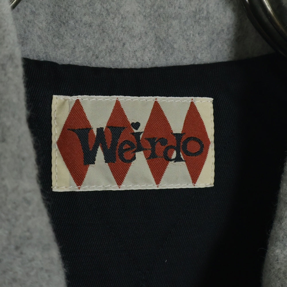 weirdo(ウィアード) バックロゴ刺繍 ウール ジップアップジャケット ブルゾン グレー