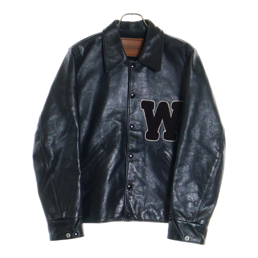 weirdo(ウィアード) カウハイド ワッペン付き コーデュロイライナー レザージャケット ブラック