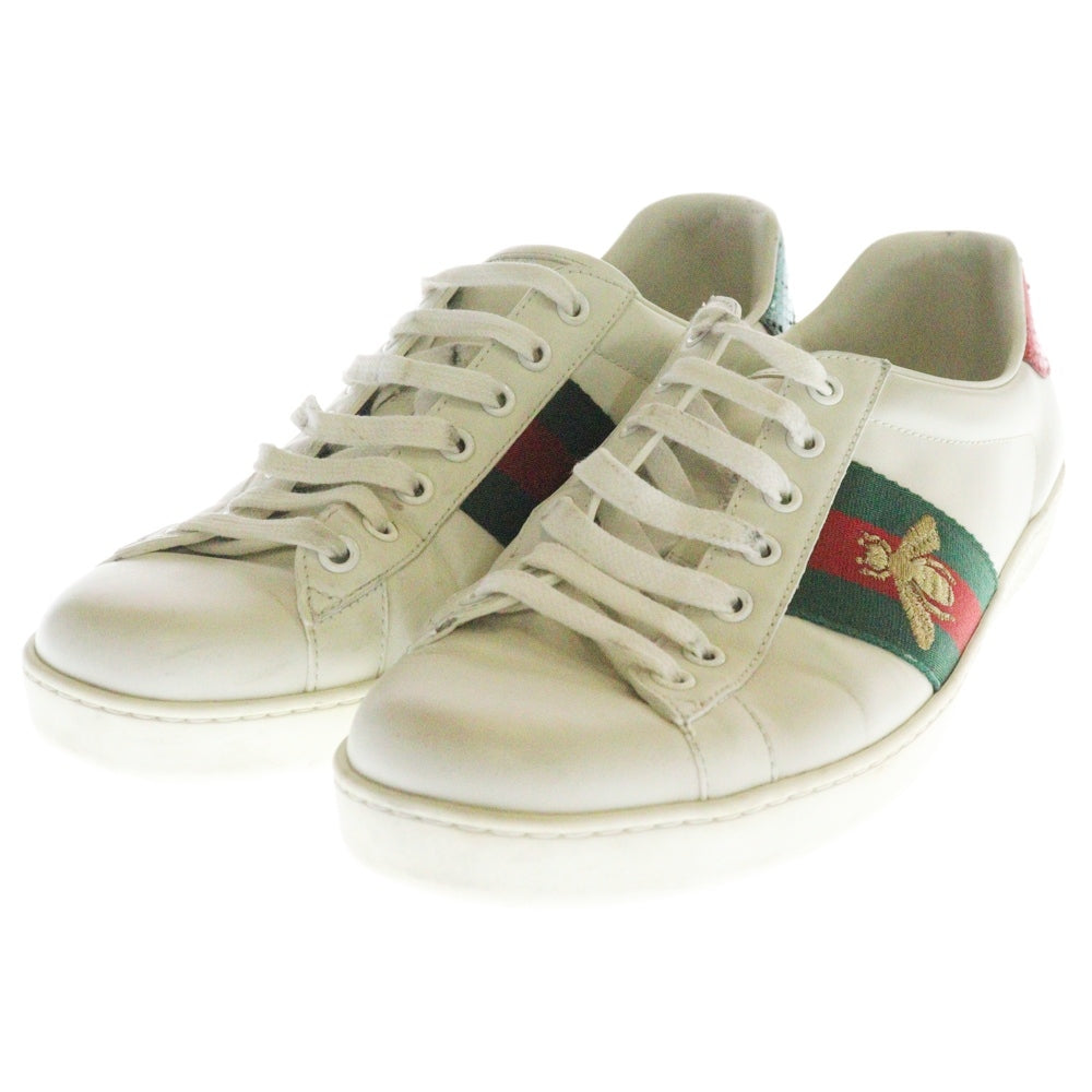 GUCCI(グッチ) Ace Embroidered エース エンブロイダリー ビー刺繍 シェリーライン ローカットスニーカー ホワイト 8 1/2 429446