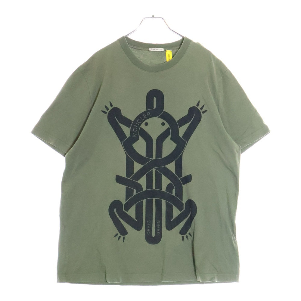 MONCLER GENIUS(モンクレール ジーニアス) 21SS フロントロゴ プリント半袖Tシャツ カーキG109H8C00002 809E3