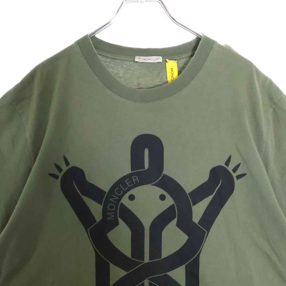 MONCLER GENIUS(モンクレール ジーニアス) 21SS フロントロゴ プリント半袖Tシャツ カーキG109H8C00002 809E3