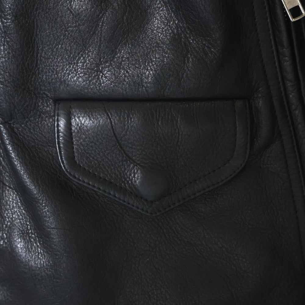 Rick Owens(リックオウエンス) GIACCA IN PELLE STOOGES レザー ダブルライダース ジャケット ブラック RU16S3764LCW