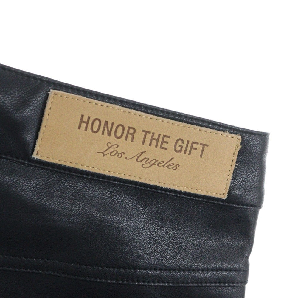 Honor The Gift(オナーザギフト) ステッチデザイン レザーショートパンツ ハーフパンツ ブラック 8319-343-0353