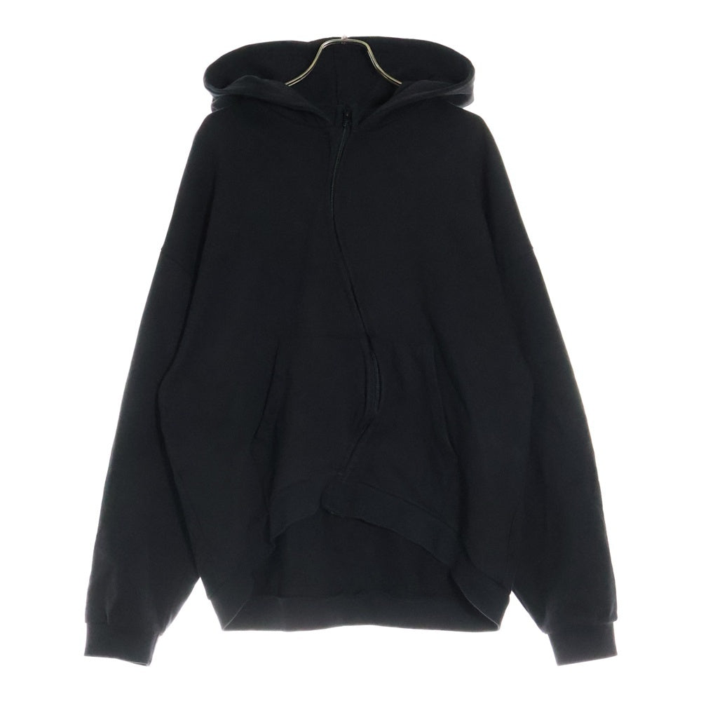 FFFPOSTALSERVICE(トリプルエフポスタルサービス) ROUND HEM CURVED ZIP-UP HOODIE ラウンドヘム カーブジップアップフーディ パーカー ブラック
