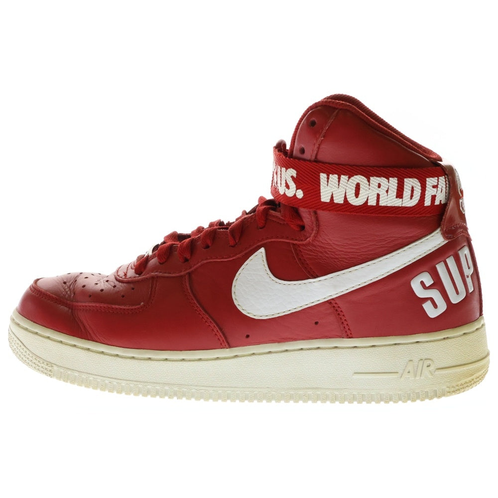 NIKE(ナイキ) 【観賞用 2014年製】14AW ×Supreme AIR FORCE 1 HIGH SUPREME SP 698696-610 ナイキ エアフォース1 ハイカットスニーカー シューズ レッド US8/26cm
