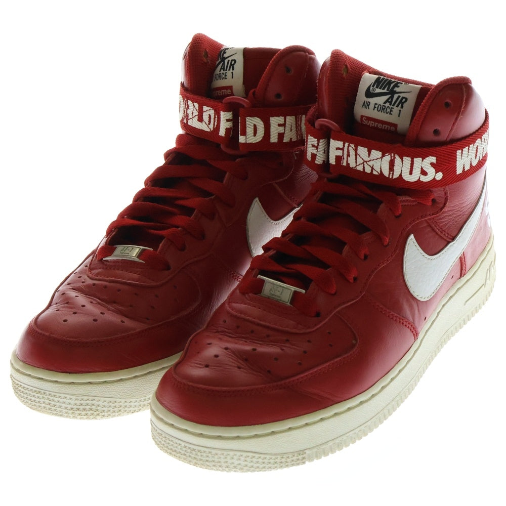 NIKE(ナイキ) 【観賞用 2014年製】14AW ×Supreme AIR FORCE 1 HIGH SUPREME SP 698696-610 ナイキ エアフォース1 ハイカットスニーカー シューズ レッド US8/26cm
