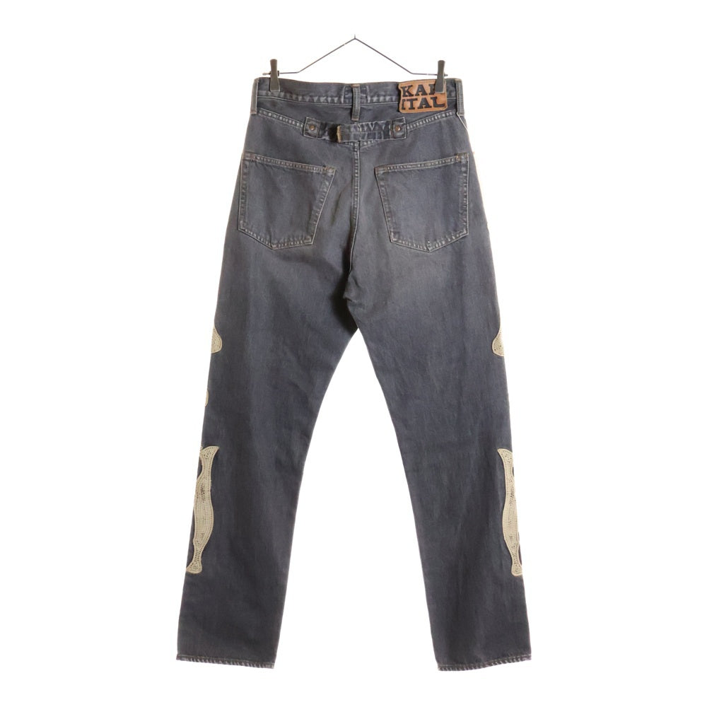 KAPITAL(キャピタル) 14oz Black Denim MEXICAN TUXEDO ボーン刺繍 ブラックデニムパンツ グレー EK-1391LPB