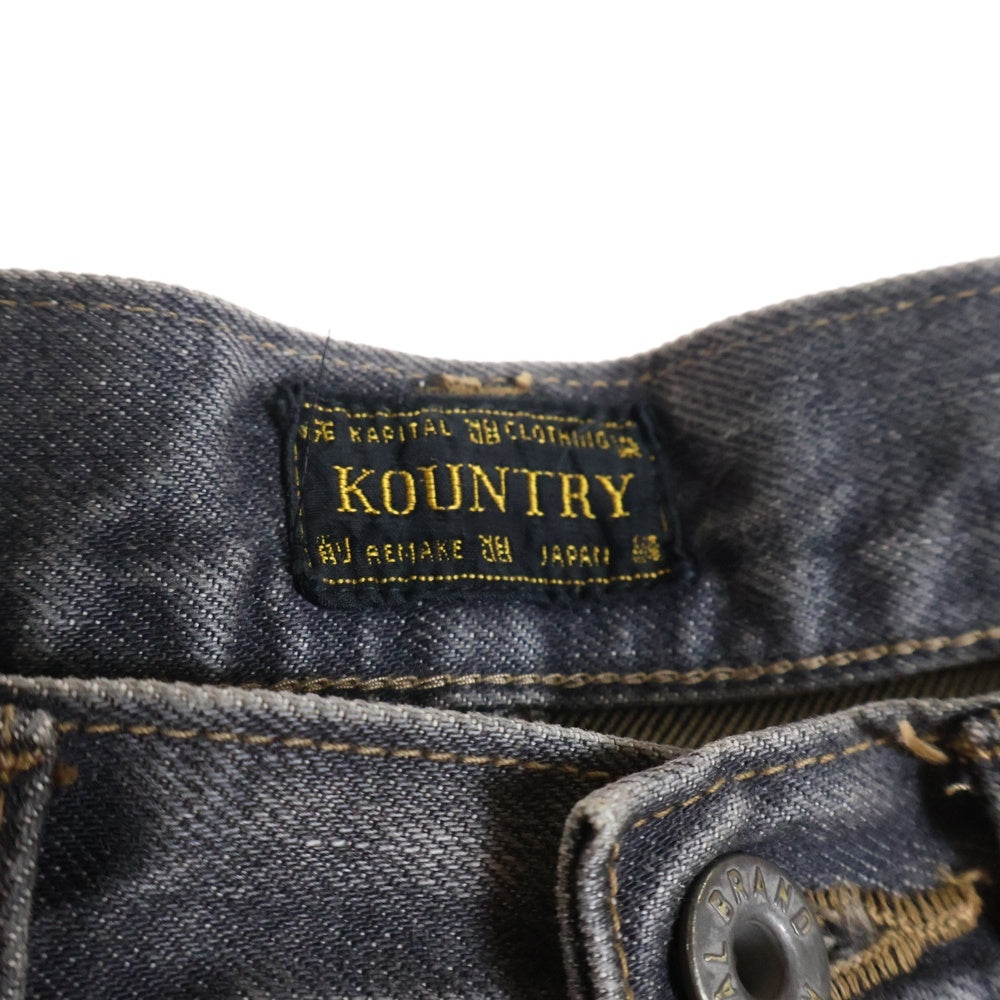 KAPITAL(キャピタル) 14oz Black Denim MEXICAN TUXEDO ボーン刺繍 ブラックデニムパンツ グレー EK-1391LPB