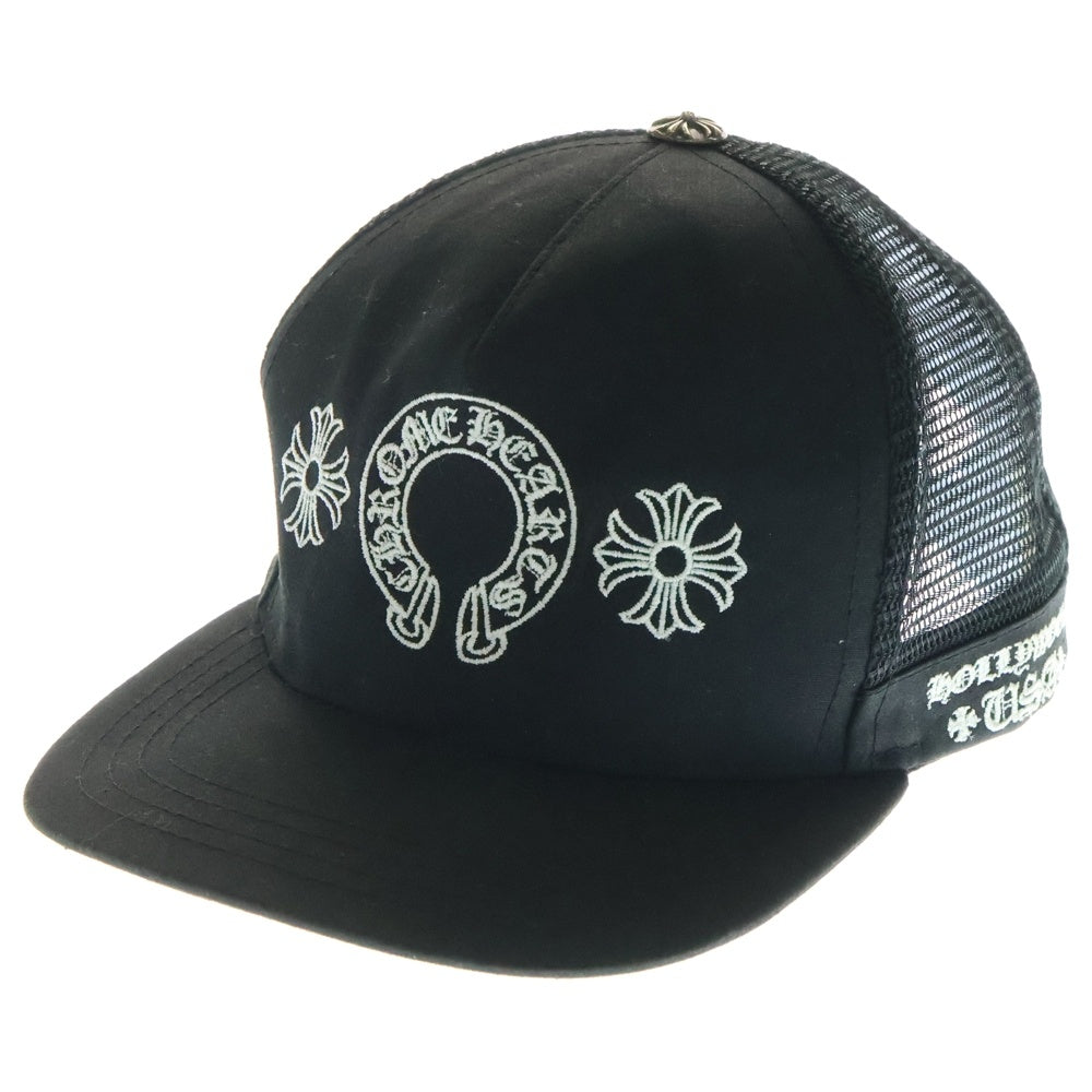 CHROME HEARTS(クロムハーツ) TRUCKER CAP ホースシュー CHプラス刺繍 トラッカーキャップ クロスボール付メッシュキャップ 帽子 ブラック