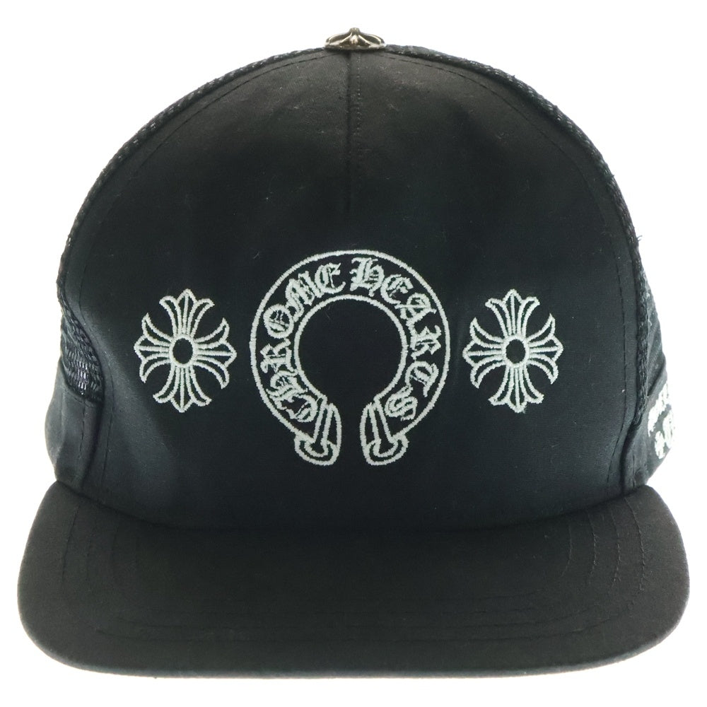 CHROME HEARTS(クロムハーツ) TRUCKER CAP ホースシュー CHプラス刺繍 トラッカーキャップ クロスボール付メッシュキャップ 帽子 ブラック