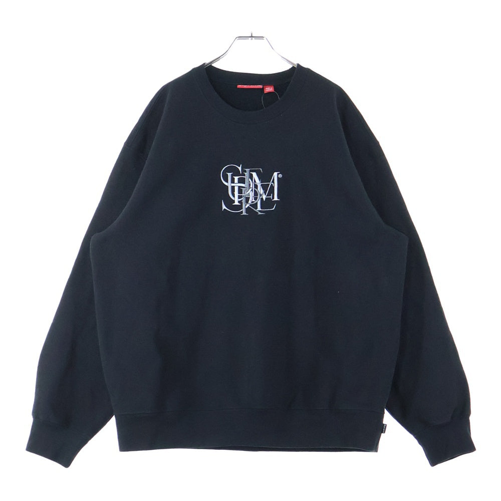 SUPREME(シュプリーム) 22SS Overlap Crewneck クルーネック 刺繍 長袖トレーナー ブラック