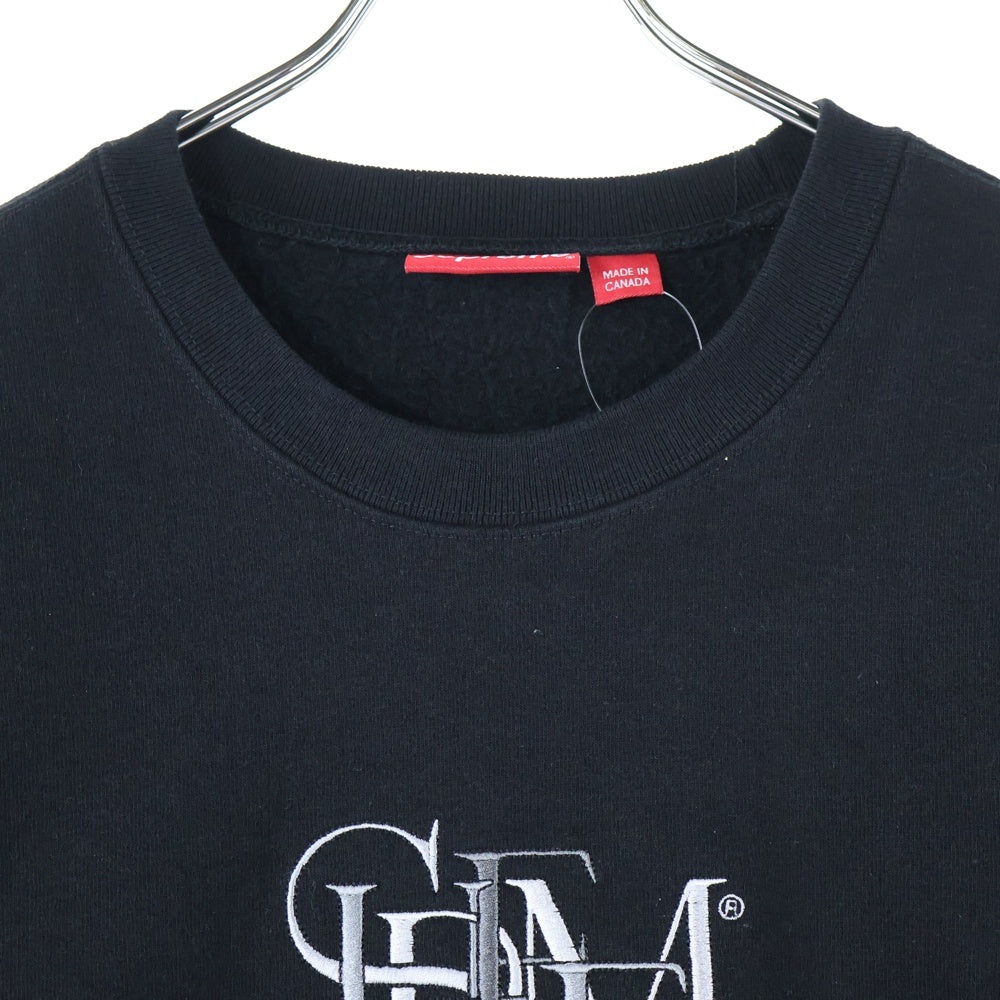 SUPREME(シュプリーム) 22SS Overlap Crewneck クルーネック 刺繍 長袖トレーナー ブラック