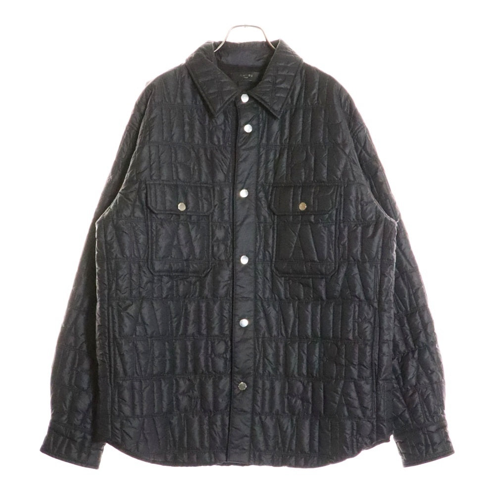 AMIRI(アミリ) BONES VARSITY JACKET ウール ロゴ刺繍 レザー切り替え ブルゾン バーシティジャケット ブラック SR1XMOS002SAMWOO