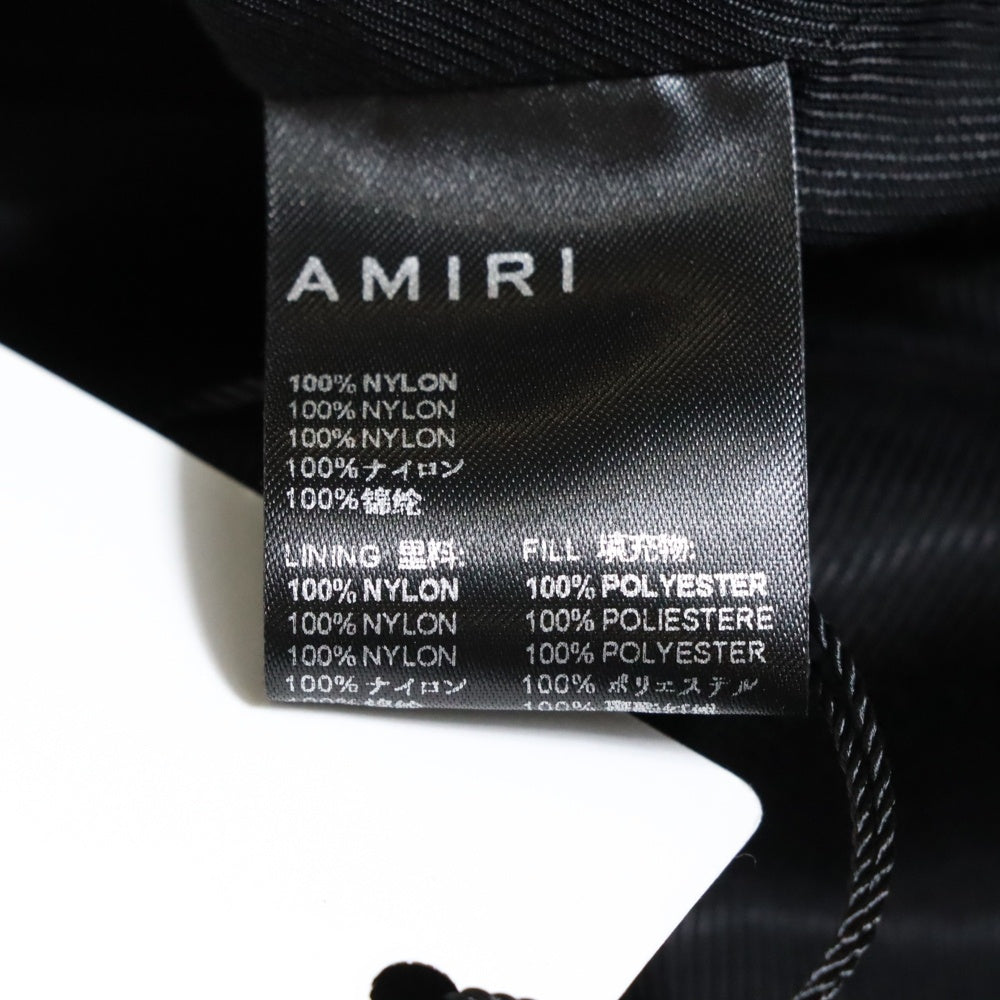 AMIRI(アミリ) BONES VARSITY JACKET ウール ロゴ刺繍 レザー切り替え ブルゾン バーシティジャケット ブラック SR1XMOS002SAMWOO