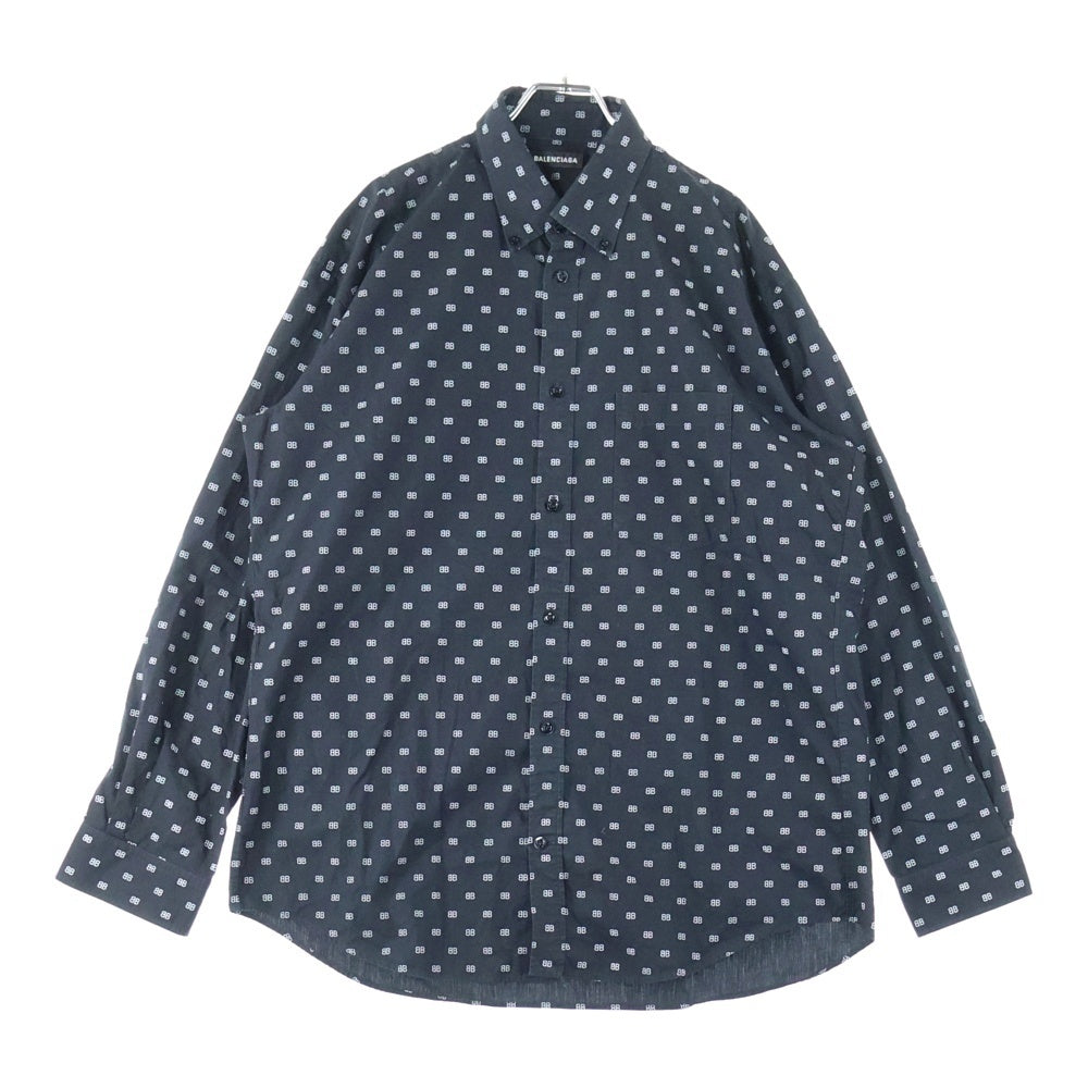 BALENCIAGA(バレンシアガ) 20SS BBロゴ 長袖シャツ フロントポケット ブラック 534333 TELE5