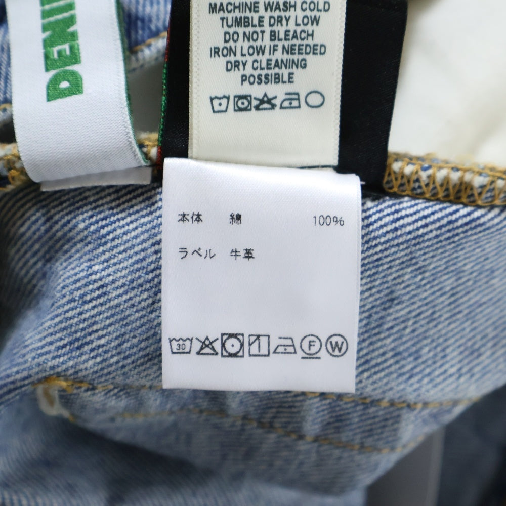 DENIM TEARS(デニムティアーズ) 25SS LASER WREATH DENIM SHORT 総柄 デニムバギーショーツ ハーフパンツ インディゴ