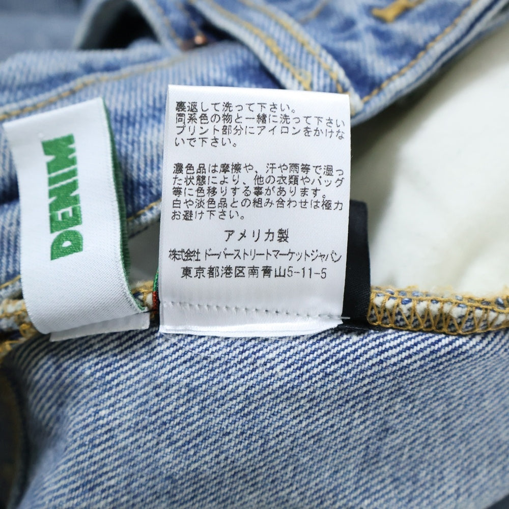DENIM TEARS(デニムティアーズ) 25SS LASER WREATH DENIM SHORT 総柄 デニムバギーショーツ ハーフパンツ インディゴ