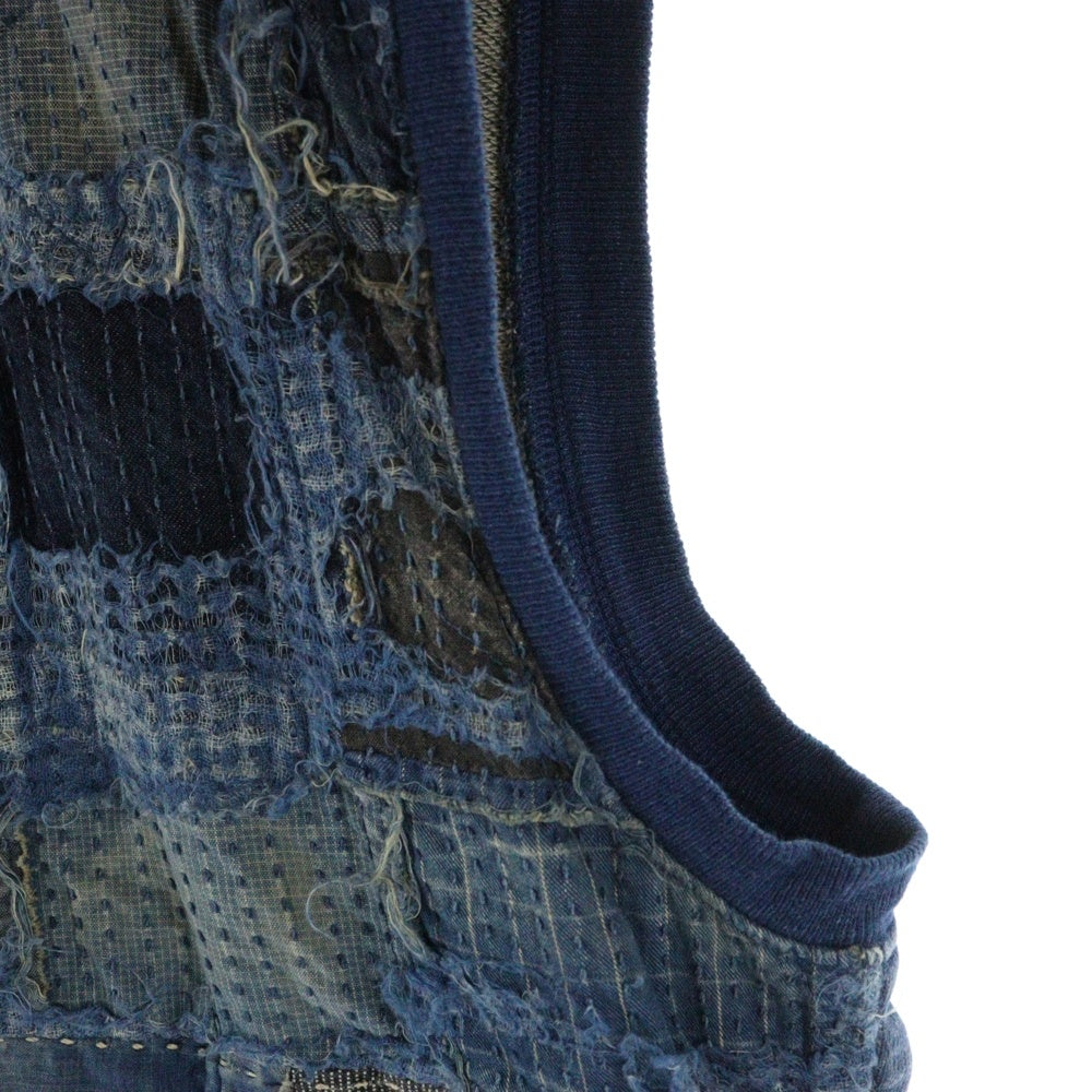 KAPITAL(キャピタル) 25SS BORO×IDG裏毛 ハーフZIPベスト インディゴ K2505SC223