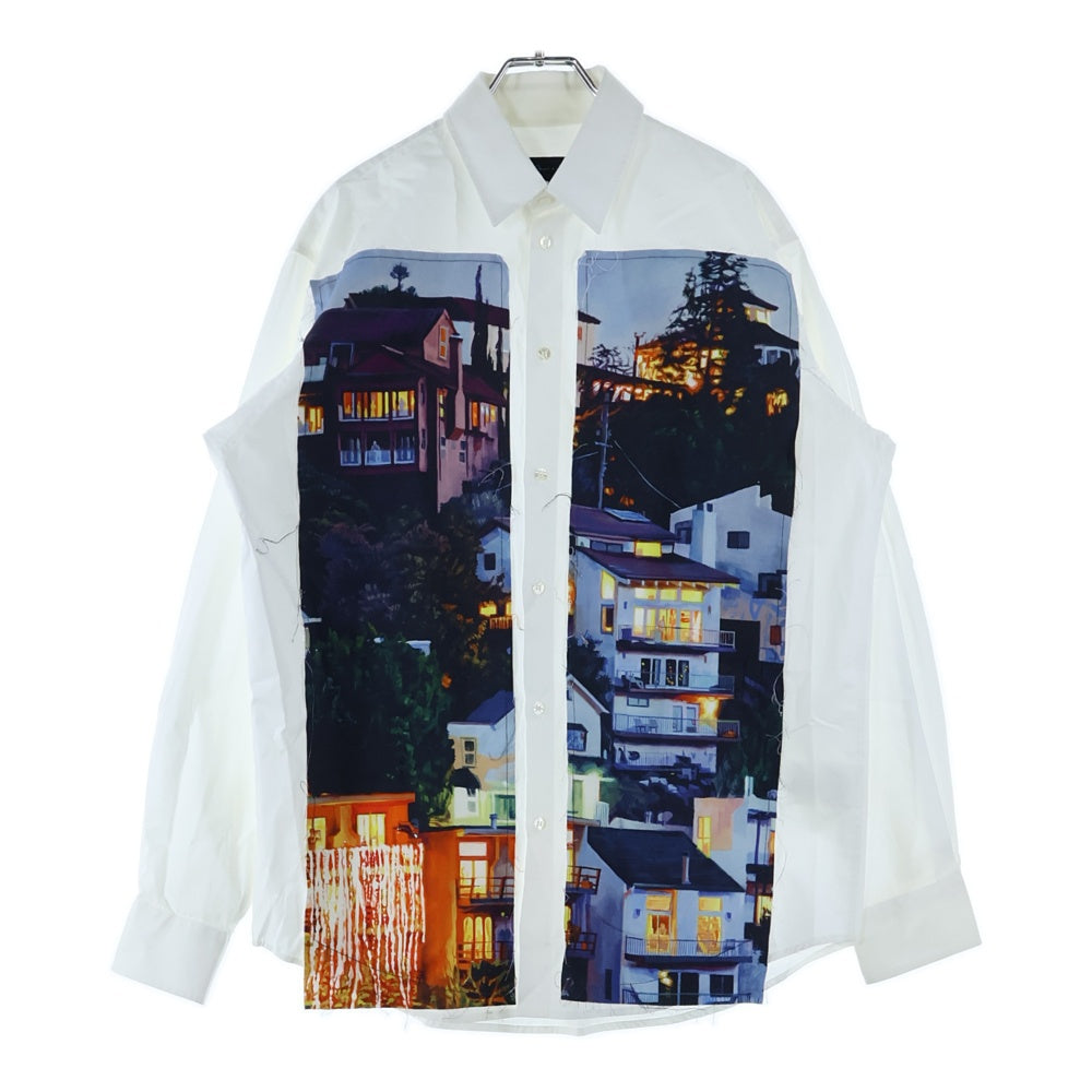 MSGM(エムエスジーエム) ×Seth Armstrong ×セスアームストロング ドッキングデザイン 長袖シャツ ホワイト 3040ME17Y