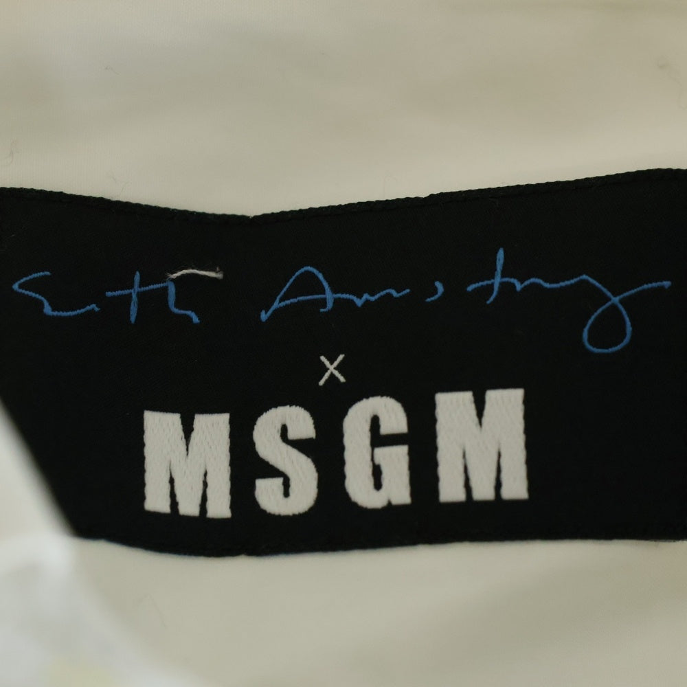 MSGM(エムエスジーエム) ×Seth Armstrong ×セスアームストロング ドッキングデザイン 長袖シャツ ホワイト 3040ME17Y