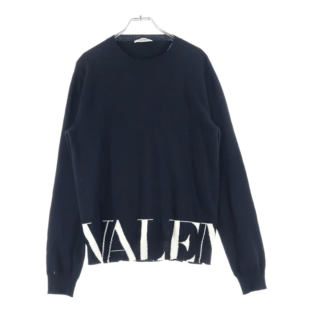 VALENTINO(ヴァレンティノ) ロゴデザイン カシミヤ混 ウールニットセーター ブラック UV3KC10T6ND