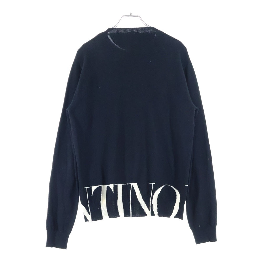 VALENTINO(ヴァレンティノ) ロゴデザイン カシミヤ混 ウールニットセーター ブラック UV3KC10T6ND