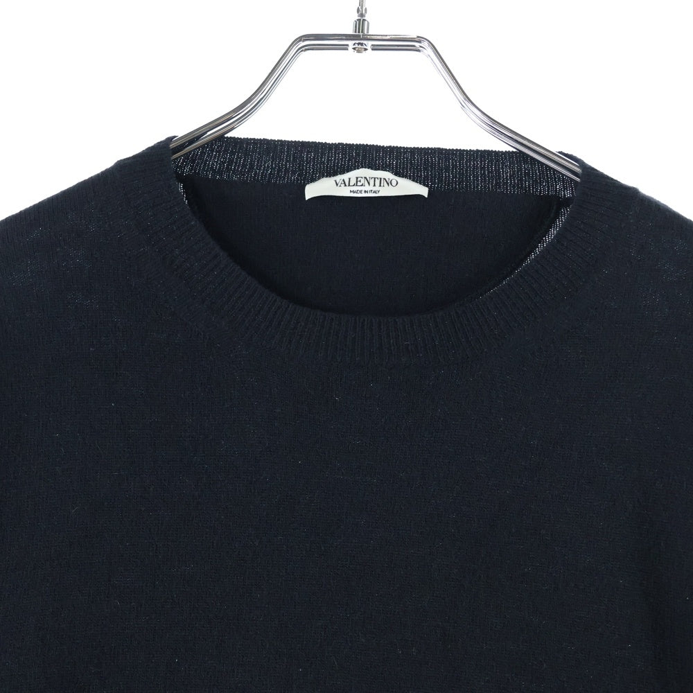 VALENTINO(ヴァレンティノ) ロゴデザイン カシミヤ混 ウールニットセーター ブラック UV3KC10T6ND