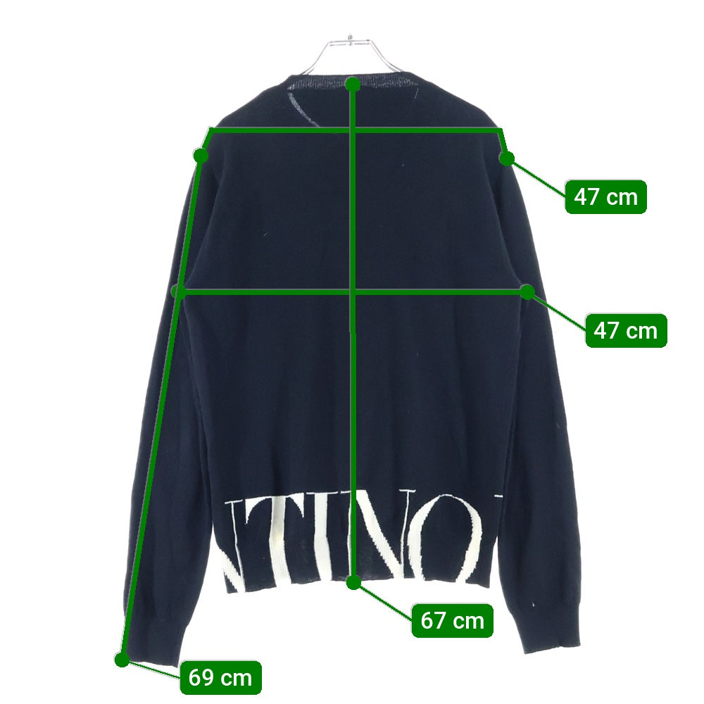 VALENTINO(ヴァレンティノ) ロゴデザイン カシミヤ混 ウールニットセーター ブラック UV3KC10T6ND