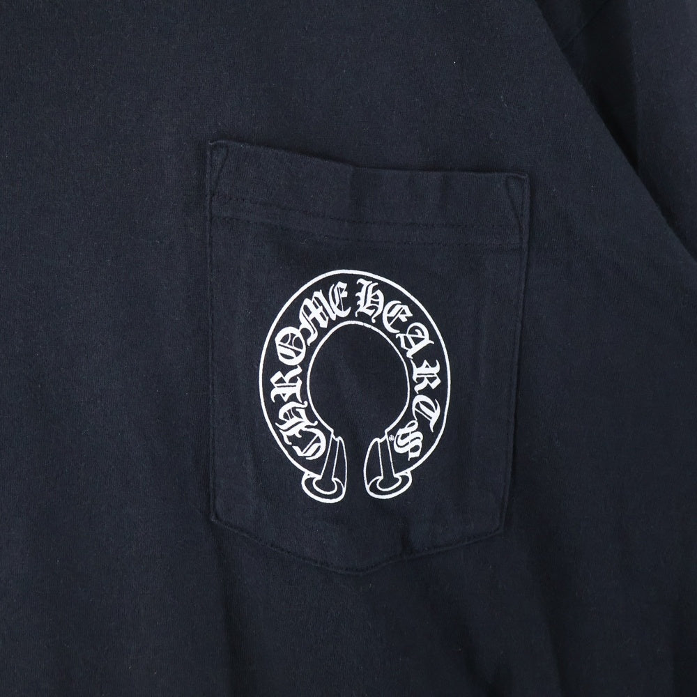 CHROME HEARTS(クロムハーツ) FLRL CRS HORSESHOE L/S バックホースシュー 袖フローラル ロングスリーブカットソー 長袖Tシャツ ロンT ブラック