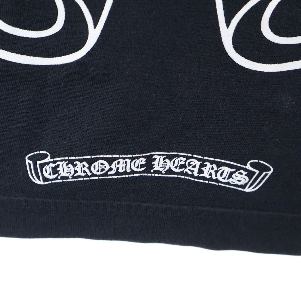 CHROME HEARTS(クロムハーツ) FLRL CRS HORSESHOE L/S バックホースシュー 袖フローラル ロングスリーブカットソー 長袖Tシャツ ロンT ブラック