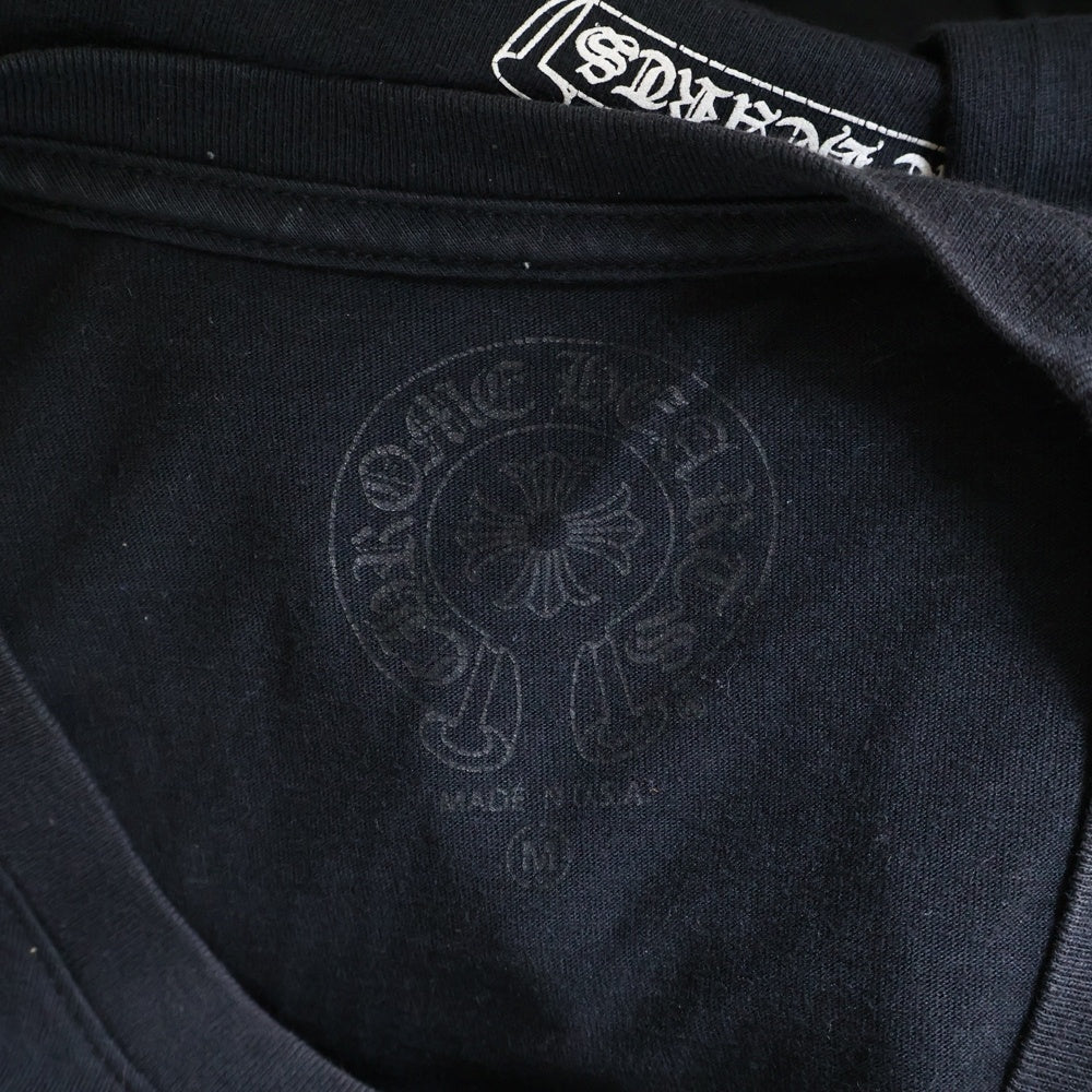 CHROME HEARTS(クロムハーツ) FLRL CRS HORSESHOE L/S バックホースシュー 袖フローラル ロングスリーブカットソー 長袖Tシャツ ロンT ブラック