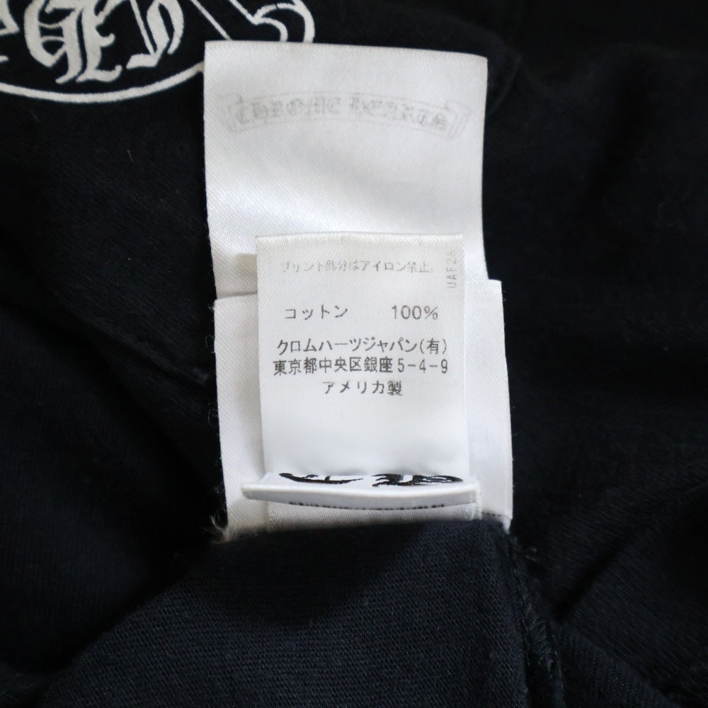 CHROME HEARTS(クロムハーツ) FLRL CRS HORSESHOE L/S バックホースシュー 袖フローラル ロングスリーブカットソー 長袖Tシャツ ロンT ブラック