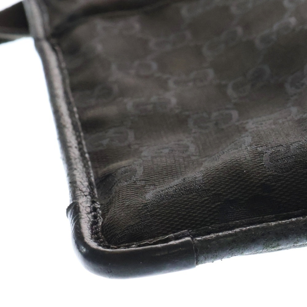 GUCCI(グッチ) GGキャンバス レザーキャンバス ショルダーバッグ ブラック 27639