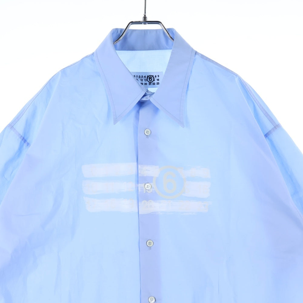 MM6 Maison Margiela(エムエムシックスメゾンマルジェラ) フロントペイントロゴ 半袖シャツ ブルー SH2DR0004