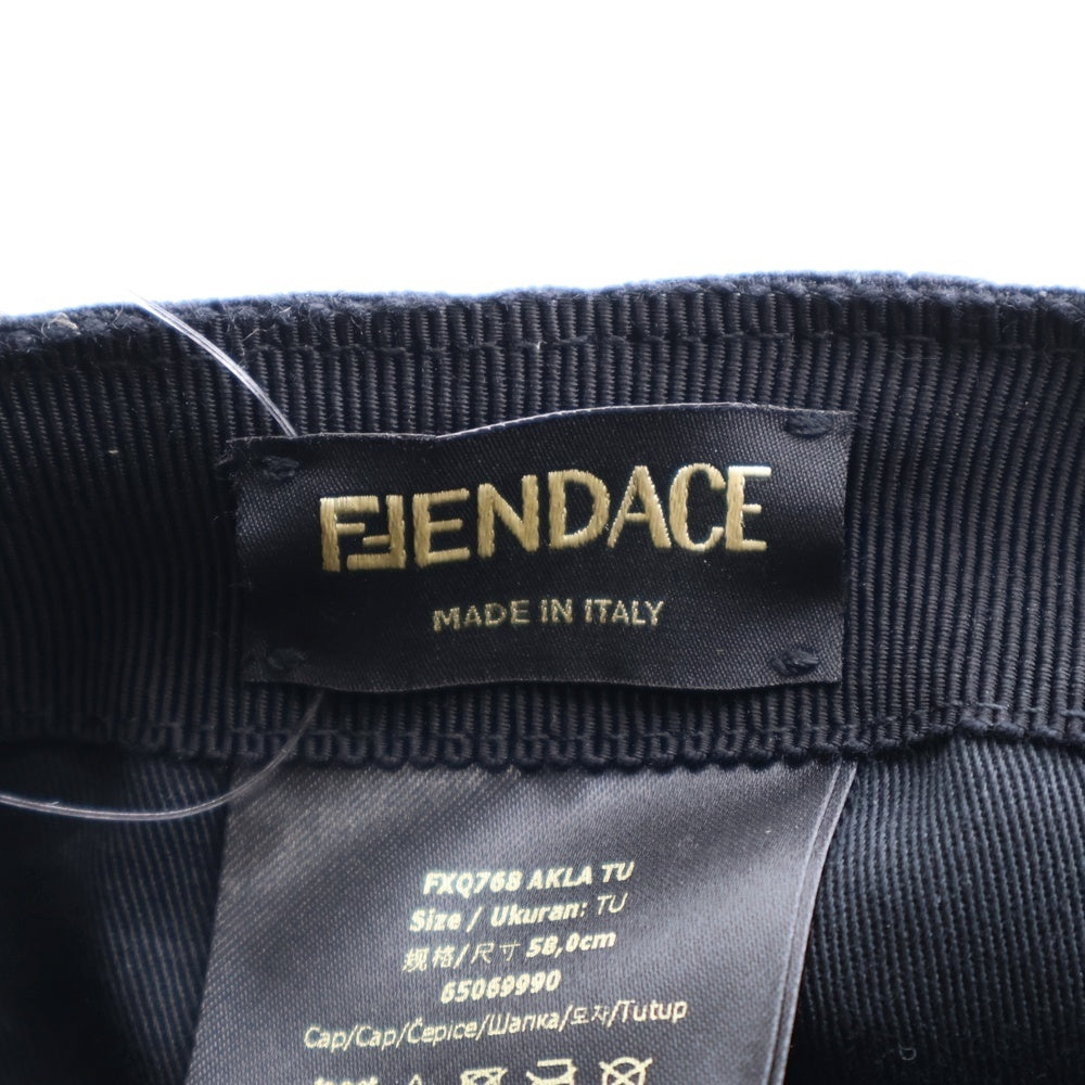 FENDI(フェンディ) ×VERSACE FENDACE ×ヴェルサーチ フェンダーチェ フロントロゴパッチ ベースボールキャップ 帽子 ブラック FXQ768 AKLA TU