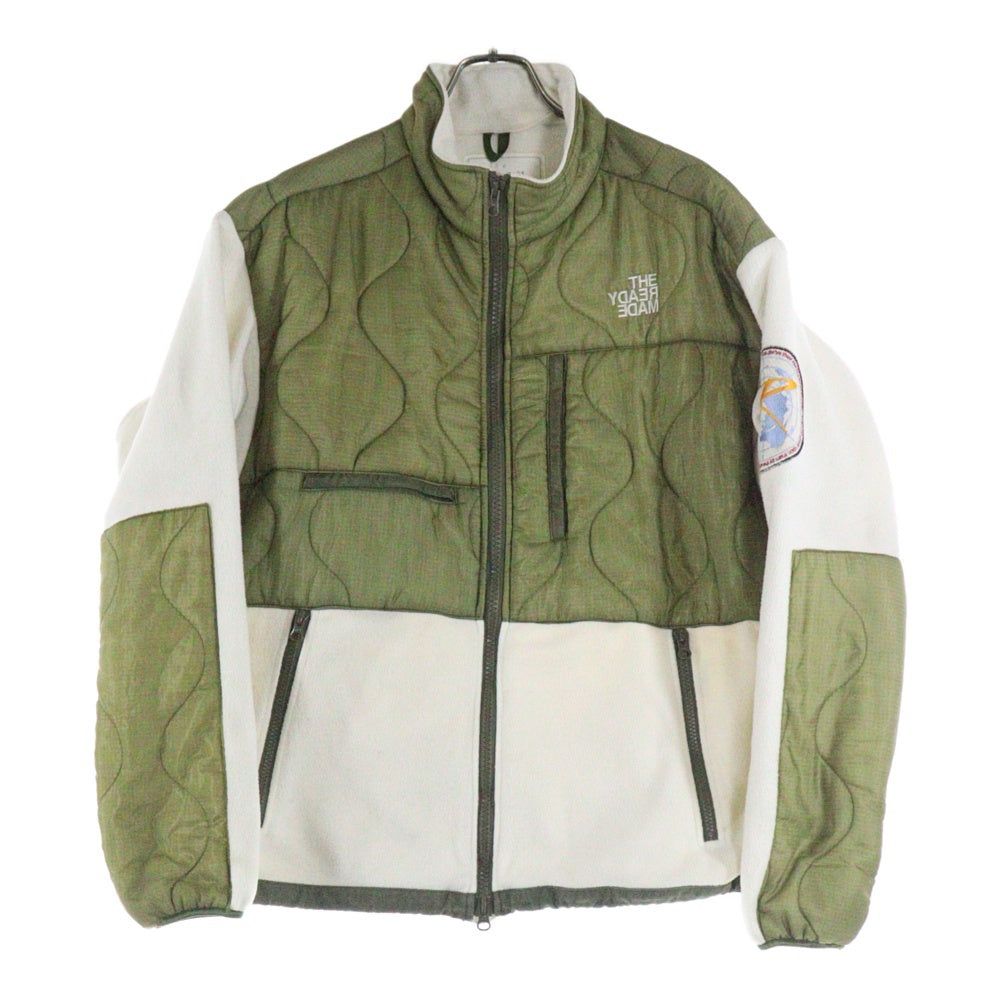 READY MADE(レディメイド) 20AW ジップアップ フリースジャケット ライナー切替 ブルゾン カーキ/ホワイト RE-P0-WH-00-00-110