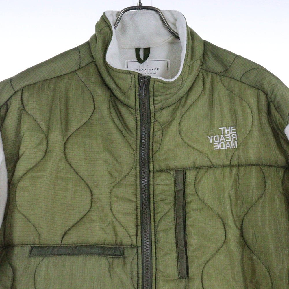 READY MADE(レディメイド) 20AW ジップアップ フリースジャケット ライナー切替 ブルゾン カーキ/ホワイト RE-P0-WH-00-00-110