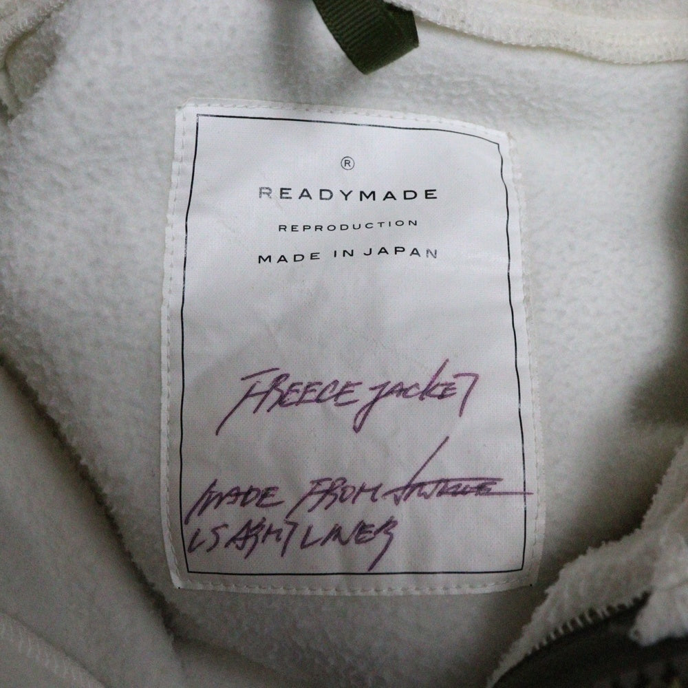 READY MADE(レディメイド) 20AW ジップアップ フリースジャケット ライナー切替 ブルゾン カーキ/ホワイト RE-P0-WH-00-00-110