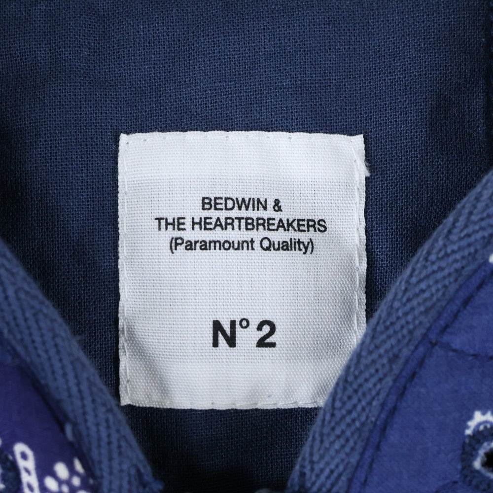 BEDWIN & THE HEARTBREAKERS(ベドウィンアンドザハートブレーカーズ) ペイズリー柄 キルティングライナージップアップジャケット ブルー