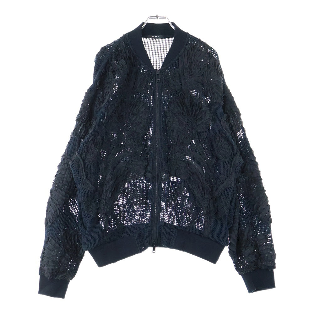 TAAKK(ターク) 25SS MESH EMBROIDERY ZIP BLOUSON BLACK メッシュエンブロイダリー ジップアップブルゾン ジャケット ブラック TA25SS-BL007
