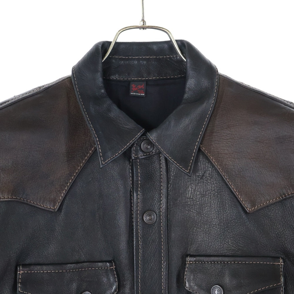 FLAT HEAD ディアスキン レザー 鹿革 ウエスタンジャケット 36 THE FLAT HEAD(フラットヘッド) ディアスキン 鹿革 ウエスタン
