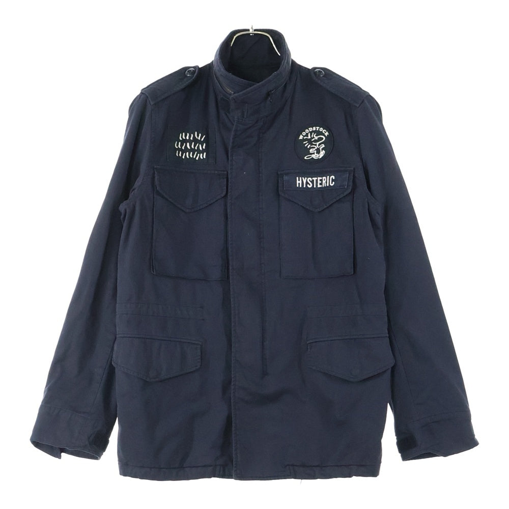 HYSTERIC GLAMOUR(ヒステリックグラマー) ワッペン付きジップアップミリタリージャケット ブラック