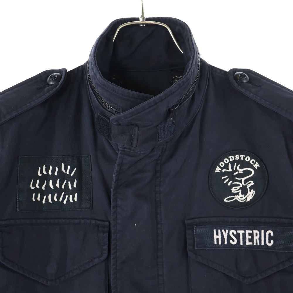 HYSTERIC GLAMOUR(ヒステリックグラマー) ワッペン付きジップアップミリタリージャケット ブラック