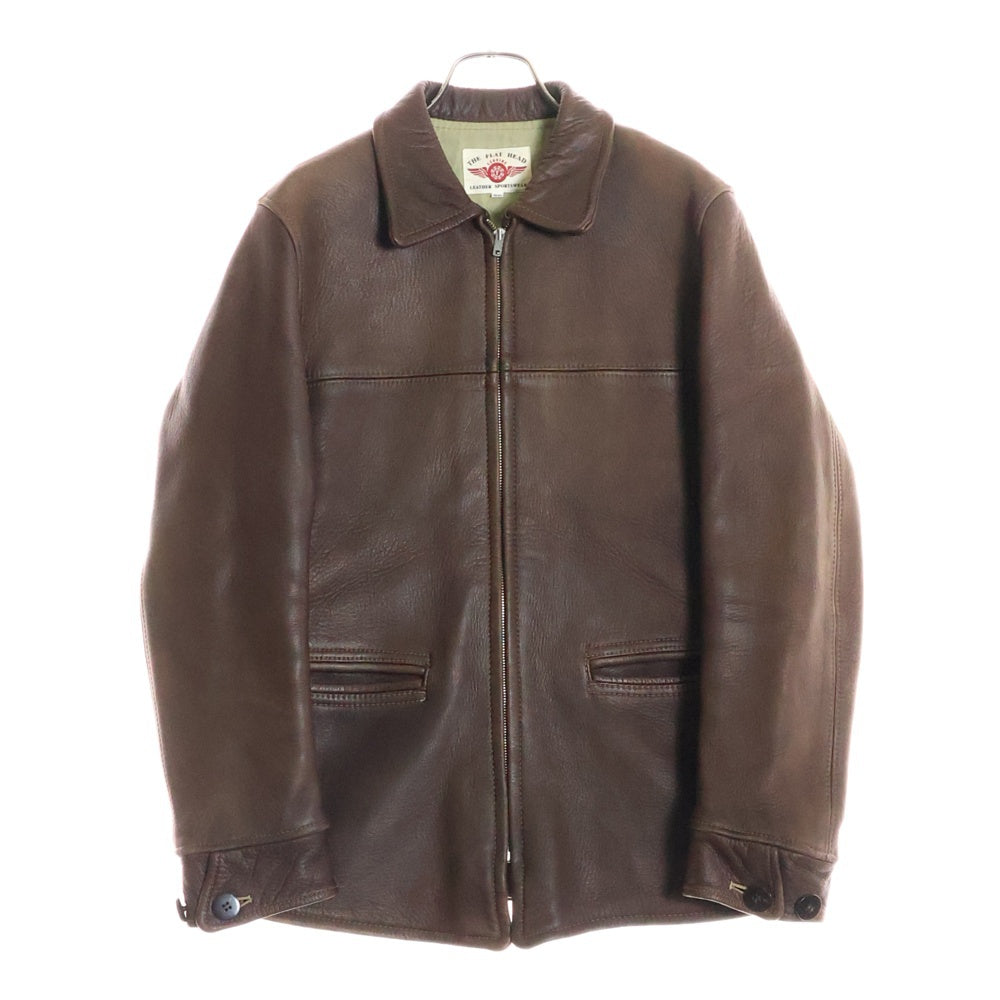 THE FLAT HEAD(フラットヘッド) ディアスキン 鹿革 ジップアップ レザーカーコート ジャケット ブラウン