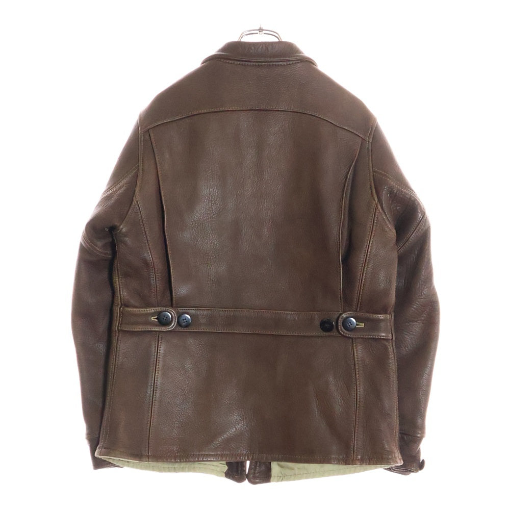 THE FLAT HEAD(フラットヘッド) ディアスキン 鹿革 ジップアップ レザーカーコート ジャケット ブラウン