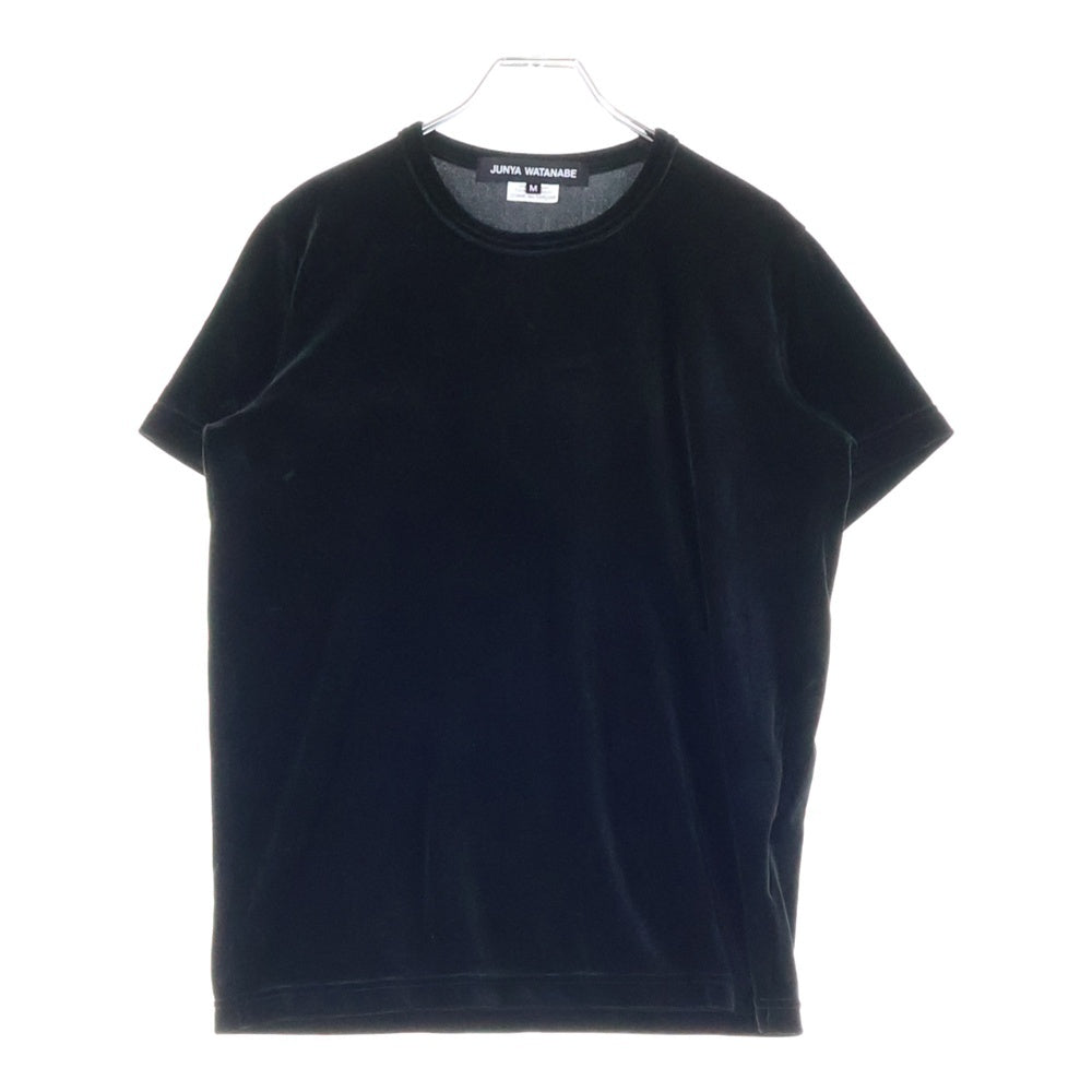 JUNYA WATANABE COMME des GARCONS(ジュンヤワタナベ コムデギャルソン) ベルベット クルーネック半袖Tシャツ ブラック レディース JJ-T006