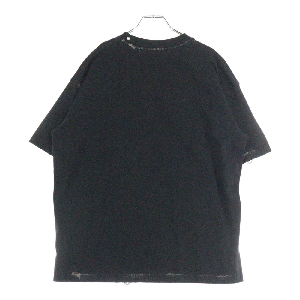 we11done(ウェルダン) PIERCING DETAIL T-SHIRT ピアス デザイン ダメージ加工 半袖Tシャツ カットソー ブラック