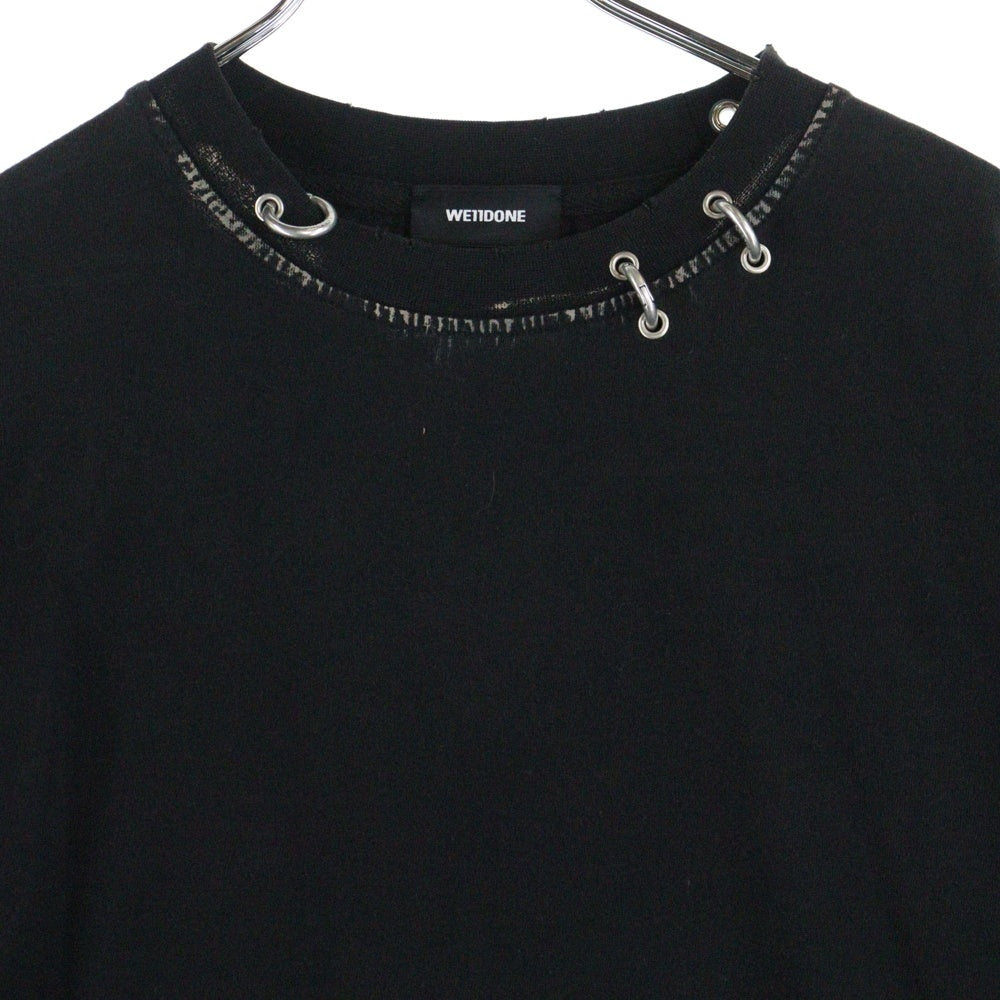 we11done(ウェルダン) PIERCING DETAIL T-SHIRT ピアス デザイン ダメージ加工 半袖Tシャツ カットソー ブラック