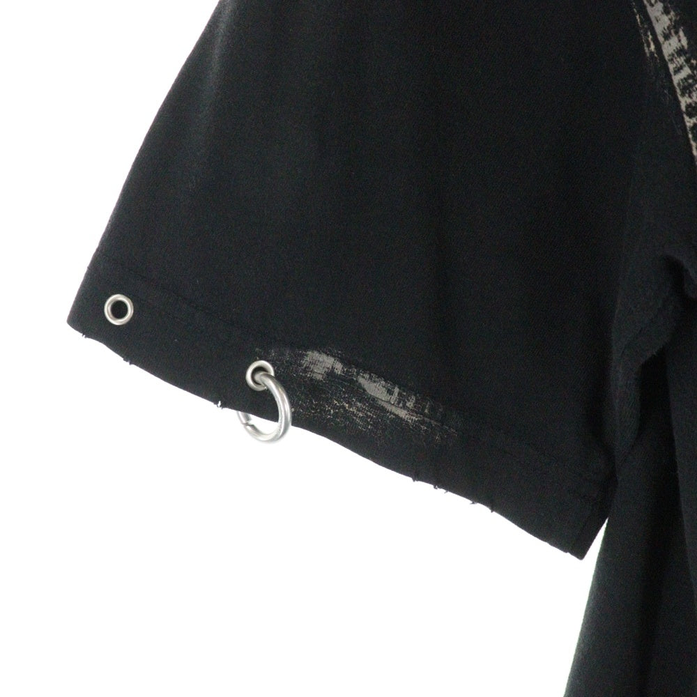 we11done(ウェルダン) PIERCING DETAIL T-SHIRT ピアス デザイン ダメージ加工 半袖Tシャツ カットソー ブラック