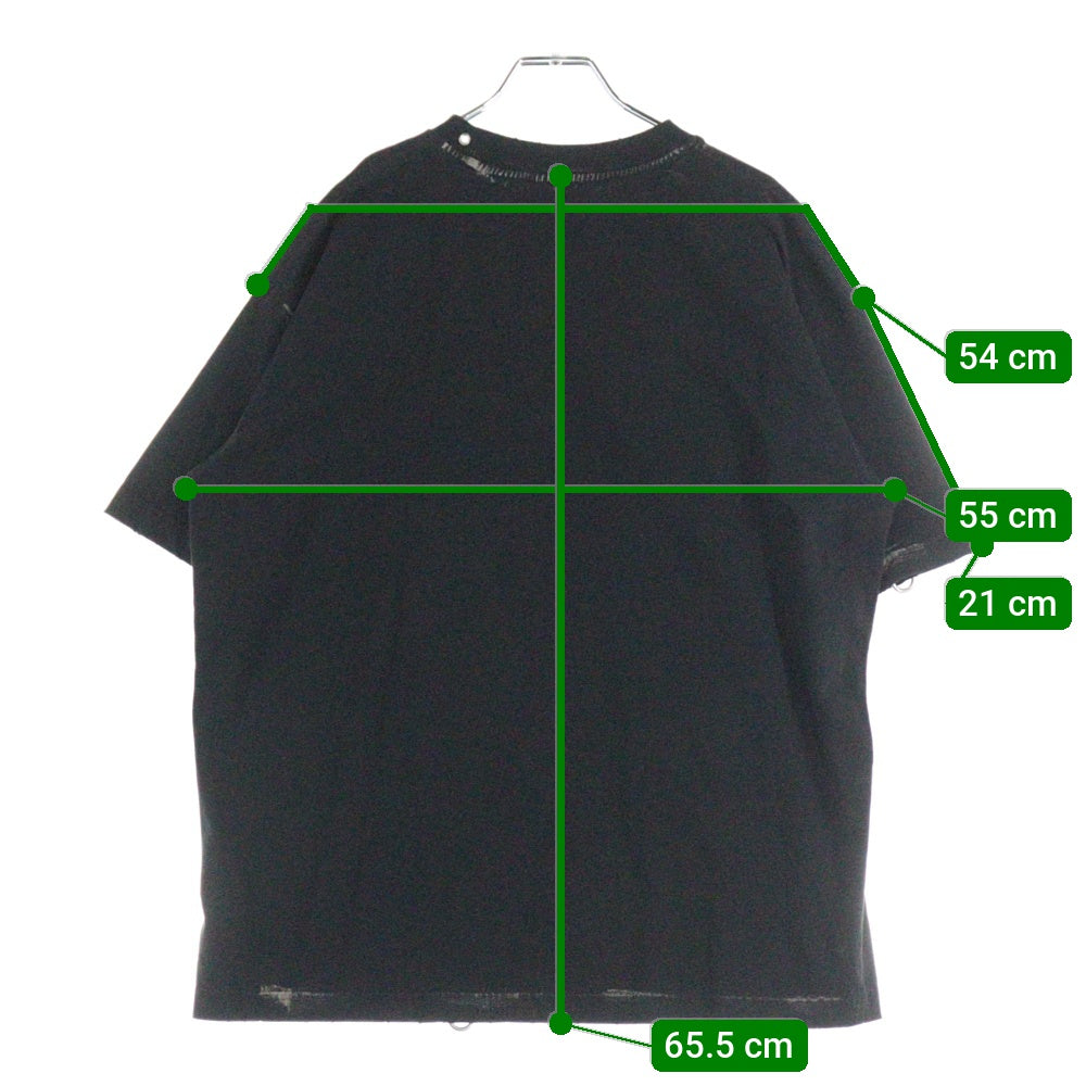 we11done(ウェルダン) PIERCING DETAIL T-SHIRT ピアス デザイン ダメージ加工 半袖Tシャツ カットソー ブラック